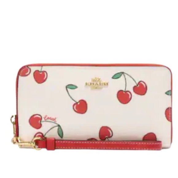Coach Long Zip Around Wallet With Cherry Print - Picture 1 of 3